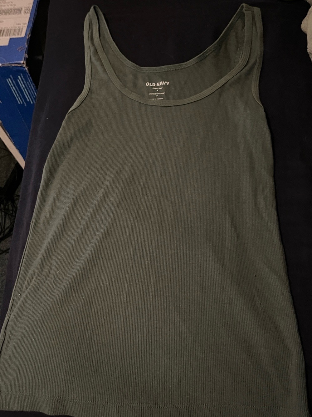 Old Navy Olive Green Ribbed Scoop Tank Top